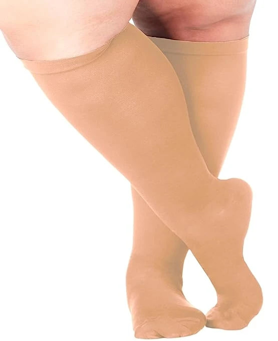 1Pair Plus Size 2XL-7XL New Compression Socks Unisex Wide Calf Knee High Compression Stockings Support for Circulation Nurses