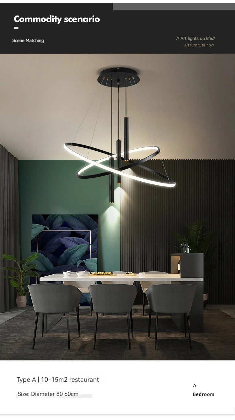 Modern Round LED Chandeliers for Living Room Dining Room Kitchen Island Luster Pendant Lights Fixture Home Decor Indoor Lighting