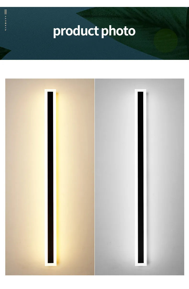 Modern Waterproof outdoor Long Strip LED wall lamps IP65 Iron Wall Light Garden porch Sconce Lights 110V 220V wall washer