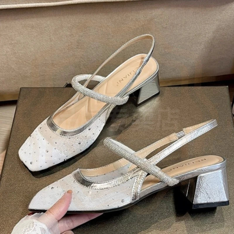 New Arrival Women Shoes Luxury Rhinestone High Heeled Sandals for Woman Elegant French Wedding Shoe Designer Shoes Zapatos Mujer