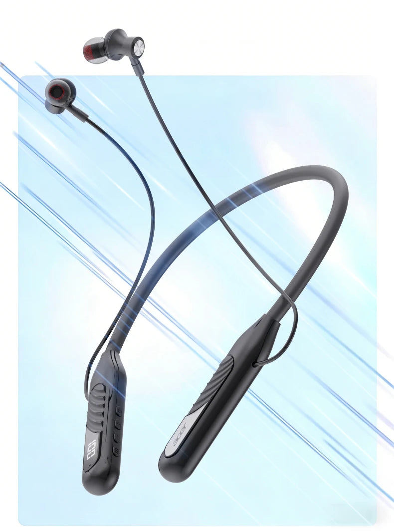 Acer OHR635 Neckband Bluetooth Headphones 40H Playtime Digital Display Wireless 6.0 Earphones with Mic