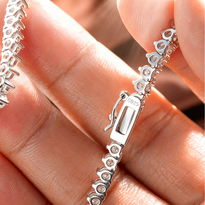 3 Claw D VVS1 All Moissanite Tennis Necklace for Women Men S925 Sterling Silver 18k White Gold GRA Certified Wedding Necklaces