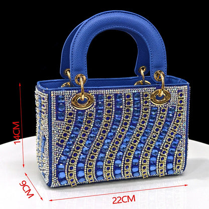 2025 Shiny Italian Fashion Pointed Toe Women Heel Fashion Rhinestone Decoration Fuchsia Color Shoes And Bag Set