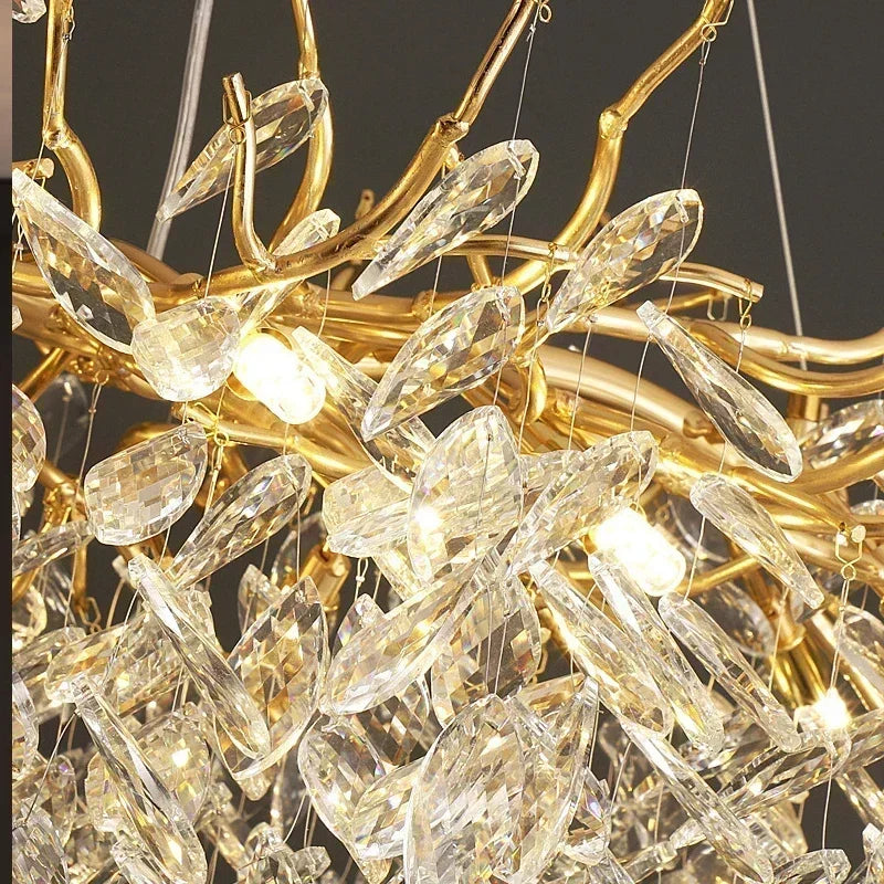 Luxury Modern Crystal Ceiling Chandelier Led Pendant Lamp Dining Table Living Room Bedroom Home Decor Wall Hanging Light Fixture
