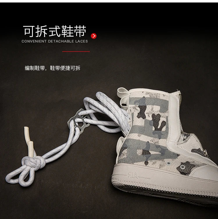 Unisex High-Top Chunky Sole Platform Boots - Winter Couple Shoes in Black and White