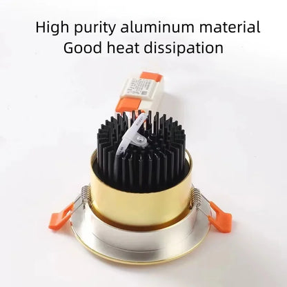 Gold Electroplating Ultra-High Quality Recessed LED Downlights Dimmable 7W9W12W15W COB Ceiling Spotlights AC90~260V For Home Use