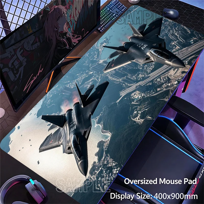 Aircraft Cockpit Design Extended Desk Mat Non-slip Mouse Pad Stitched Edge for Home Game Office Study Laptop Computer Table Pad