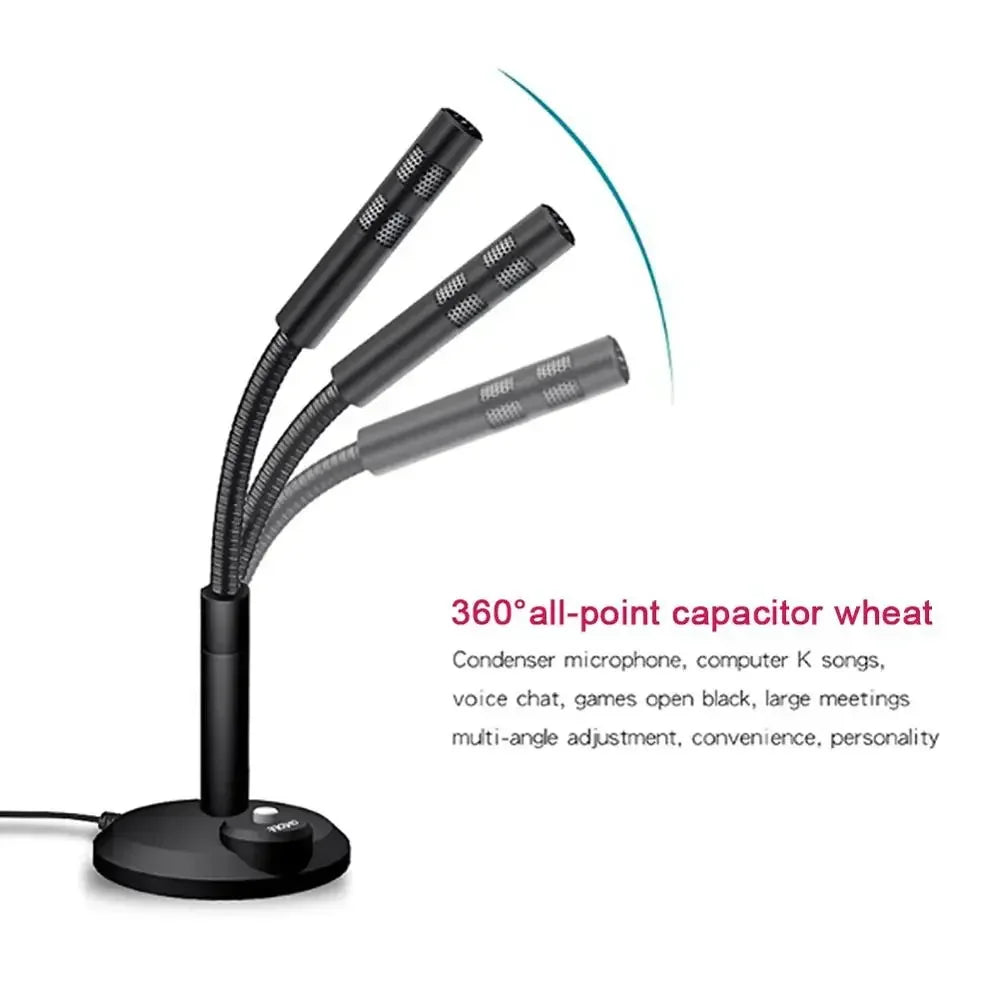 3.5mm Studio Microphone Speech Mic Stand Holder USB Desktop Wire Gaming Mic Mini For PC Notebook Podcast Recording Studio