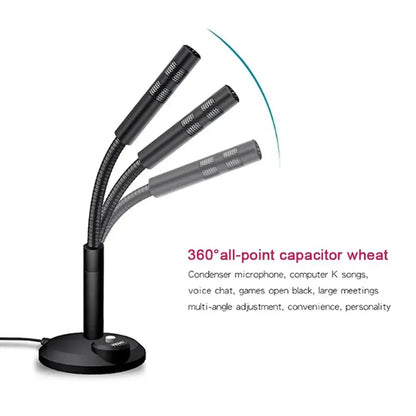 3.5mm Studio Microphone Speech Mic Stand Holder USB Desktop Wire Gaming Mic Mini For PC Notebook Podcast Recording Studio