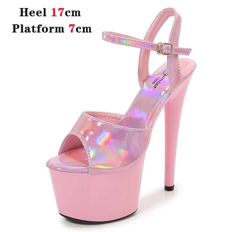 Platform Shoes for Women 2023 Designer Luxury Strip Pole Dance Heels Dance Shoes Red Pink Sandals Women Summer Elegant 20cm High