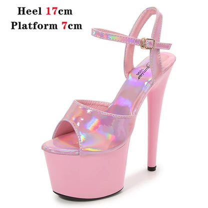 Platform Shoes for Women 2023 Designer Luxury Strip Pole Dance Heels Dance Shoes Red Pink Sandals Women Summer Elegant 20cm High