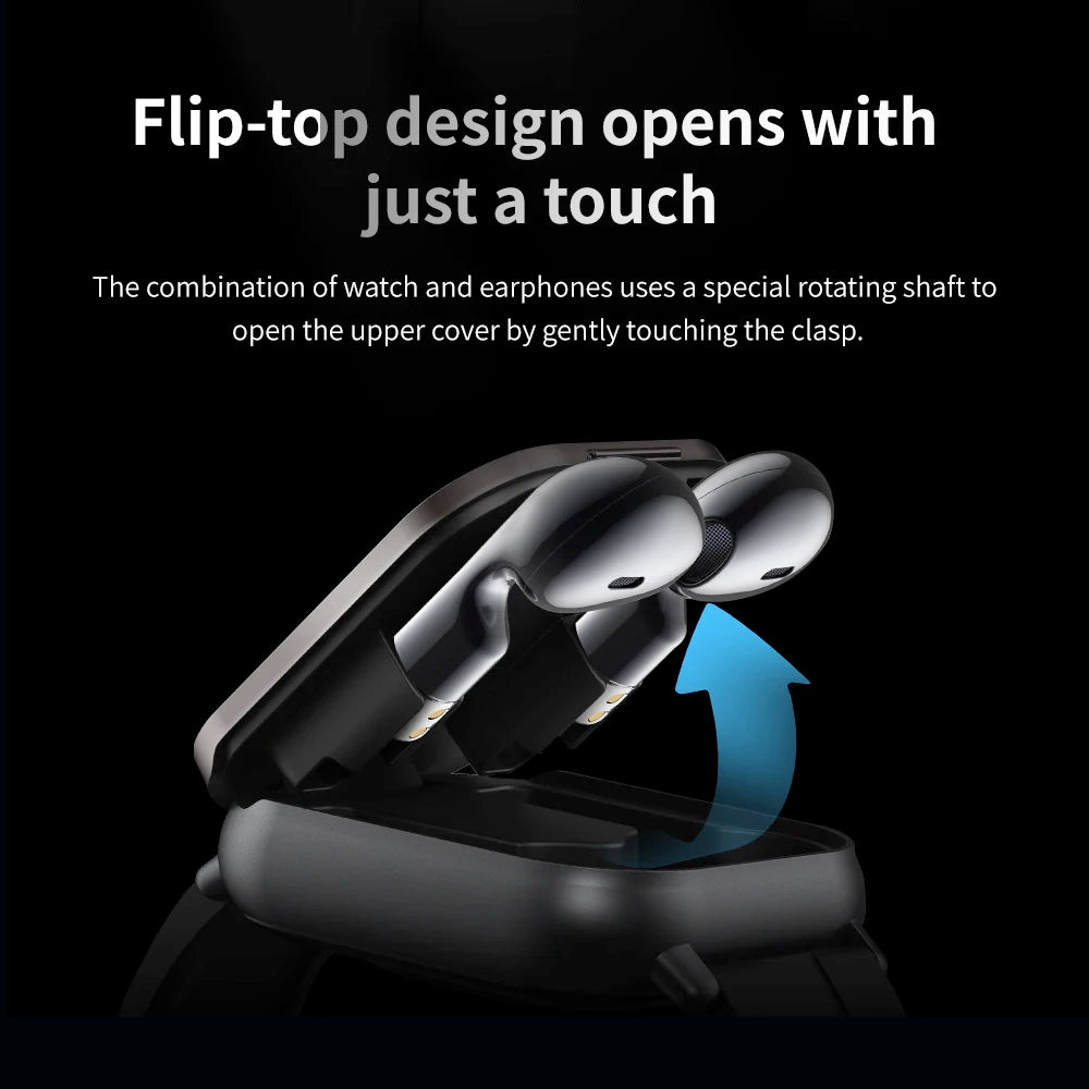 BT Call Blue Tooth Headphones Watches 2.01" Headset 2 in 1 Smart Watch Heart Rate Sport Fitness Bracelet TWS Earphone Smartwatch