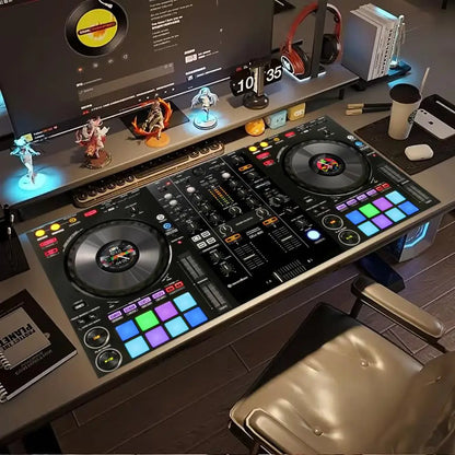 Mousepad DJ Controller Turntable Print Anti Slip Rubber Desk Mat Stitched Edge Keyboard Pad For PC Laptop Gamers Table Decor