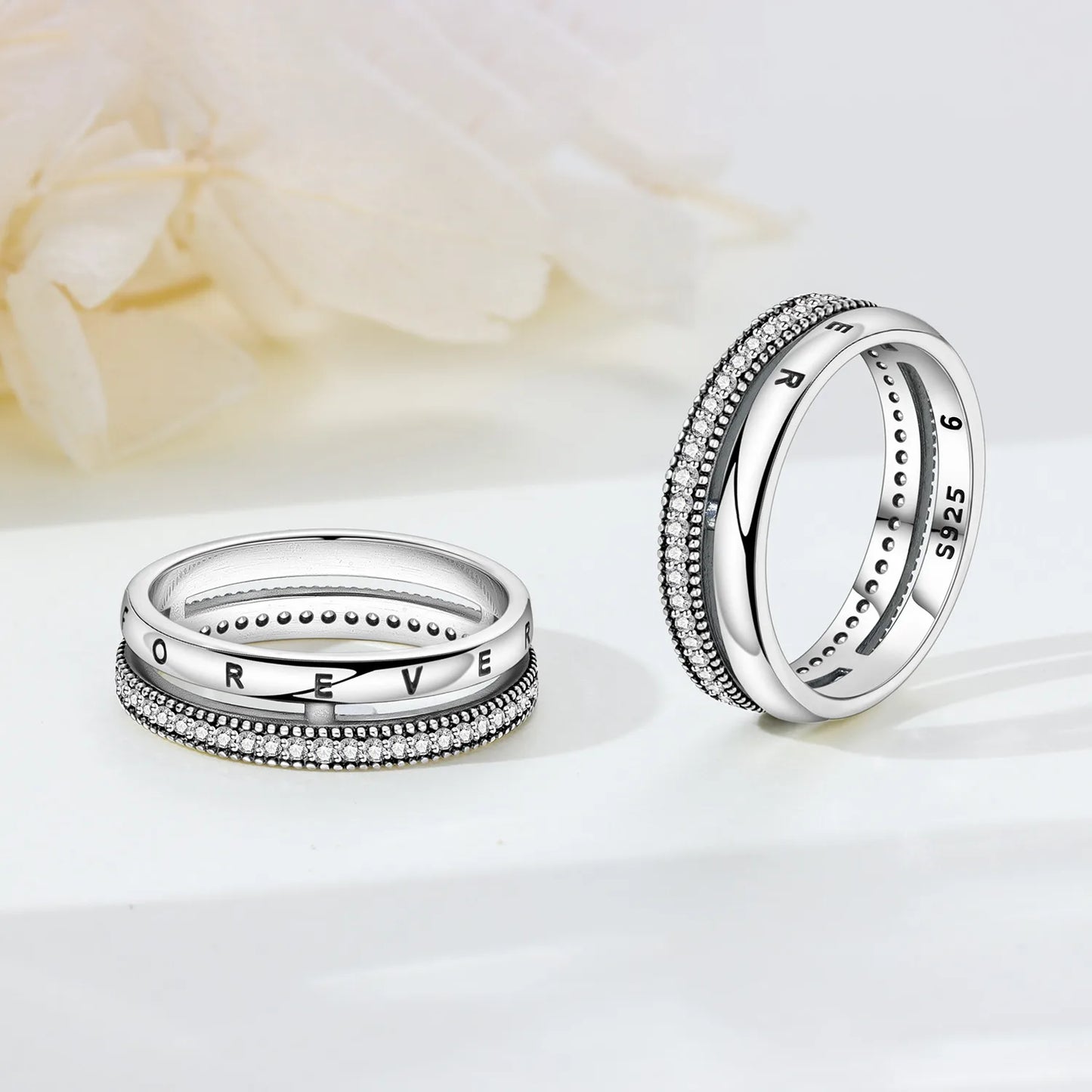 925 Sterling Silver Three-Ring Stackable Ring for Women Simple Fashion Design Fine Jewelry Perfect for Birthday Party Gift 2026