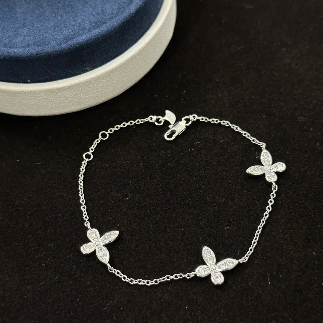 Classic S925 sterling silver phantom butterfly hollow out women's bracelet. Exquisite gifts. Luxury Jewelry