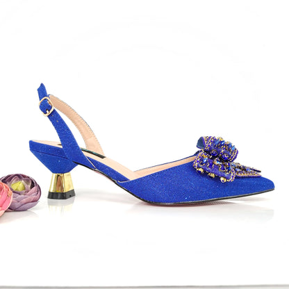 QSGFC Italian Design Red Elegant Women's Heels Fashion Crystal Bow Pointed Toe Sandals Nigeria Shoes Bag Set For Women