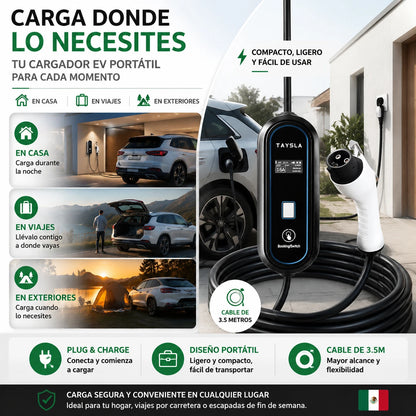 TAYSLA 3.5KW 16A Portable EV Charger NEMA 5-15 Plug TYPE1 SAE J1772 TYPE2 GB/T Electric Car Charger for BYD Geely EX2 Changan