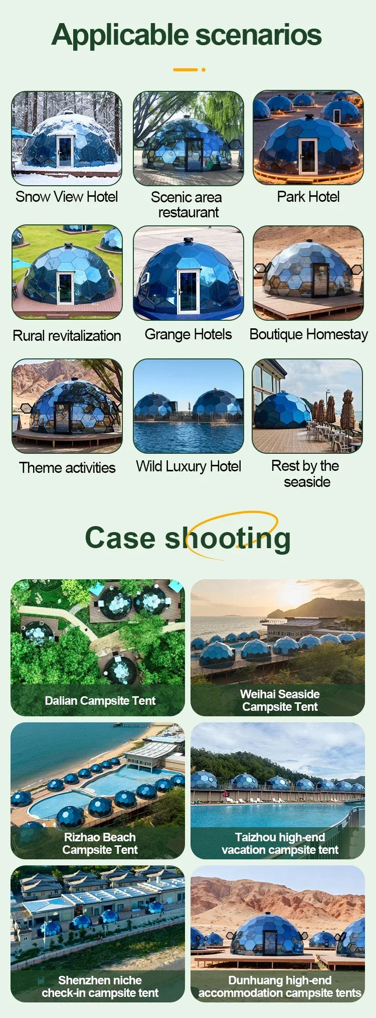 Luxury Transparent Glass Geodesic Dome Tent Aluminum Frame Four Season Outdoor Glamping House Hotel Resort Custom
