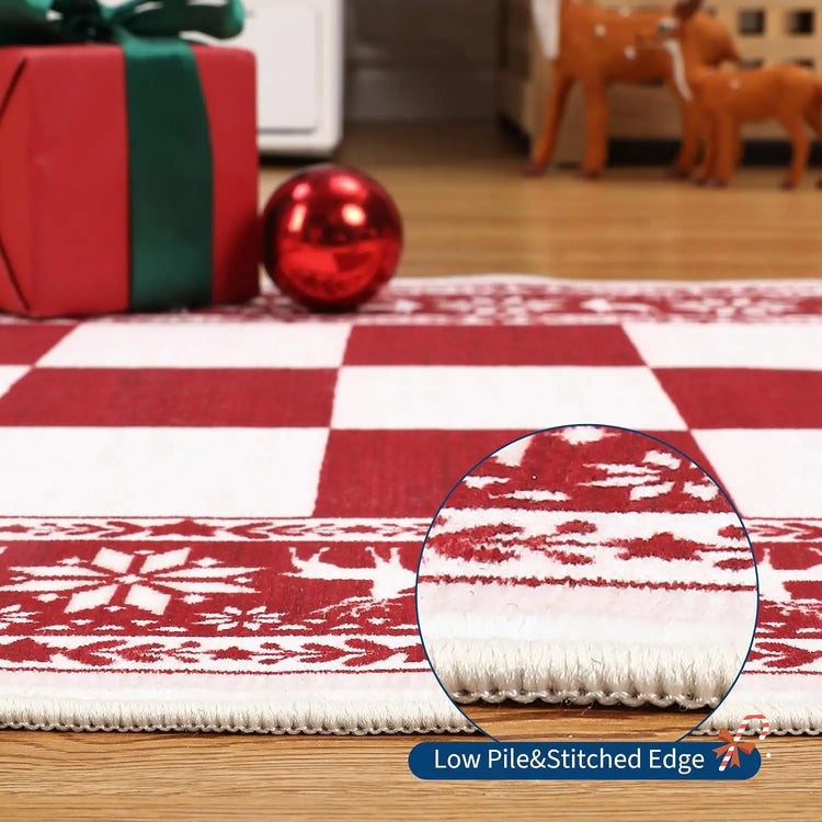 Garvee 5x7ft Area Rugs for Living Room, Checkered Christmas Rugs for Holiday Decor Non Slip Low Pile Washable Carpert for Dining Room, Bedroom Xmas Decor