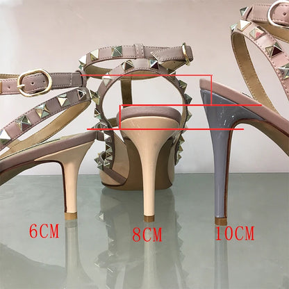 Nude Black Woman heeled sandals Summer Slingbacks High Heels luxury Leather Fashion Brand Designed sandals elegant Prom Shoes