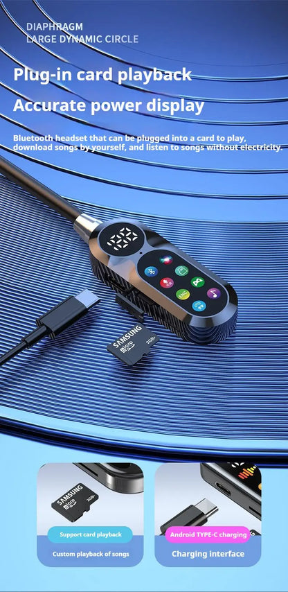 HD Screen Wireless Bluetooth 5.4 Headphones HiFi Sound Neckband Earphones For Live Karaoke Sports Gamer Headsets Noise Reduction