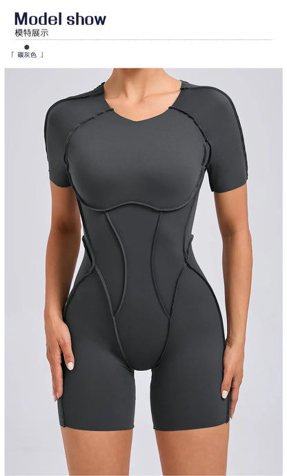 Women's Sports Jumpsuit Kit Yoga Fitness Bodysuit Hip-lifting Open Back Tight High Elasticity Outdoors Gym Workout Sexy Clothes