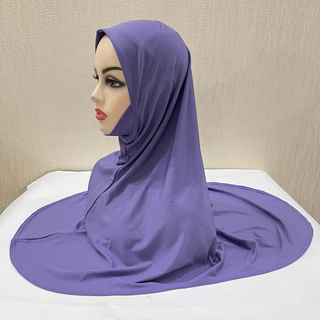 H124 Adults high quality big size muslim hijab scarf with chin part islamic headscarf hats armia pull on headwrap turban caps