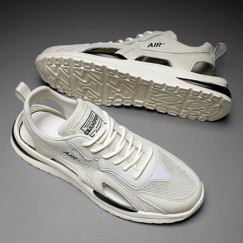 Summer Men Hollow Sandal Sneakers Breathable Mesh Platform Quick-Dry Casual Walking Shoes Non Slip Light Outdoor Beach Trainers