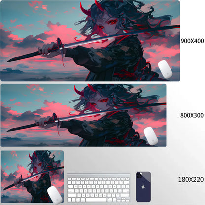 Japanese Girls Samurai Mouse Mat XL Aesthetics Mouse Pad Gaming Laptop Table Mat Office accessories Pc Cabinet Non-slip Carpet