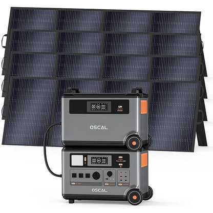OSCAL PowerMax6000 Solar Generator (Compatible with Battery Packs/Solar Panels) 120V/240V Portable Power Station 6000W AC Output (9000W Peak), 2200W AC Charging, 2400W Solar Charging, App Control, Ideal for Home Emergencies a