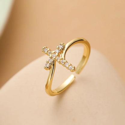 NEWBUY New Fashion Clear Shiny CZ Zircon Cross Evil Eye Rings For Women Girl Finger Accessories Party Jewelry Gift