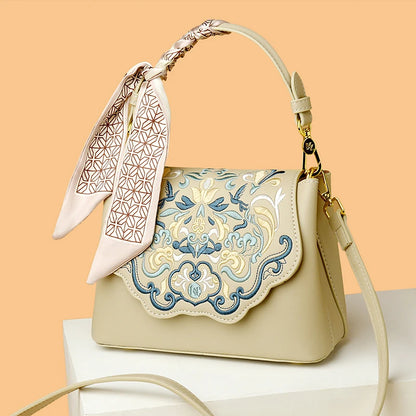 Fashion Embroidery Shoulder Bag Women Designer High Quality Leather Handbag Purse Ladies Small Crossbody Messenger Bag Female