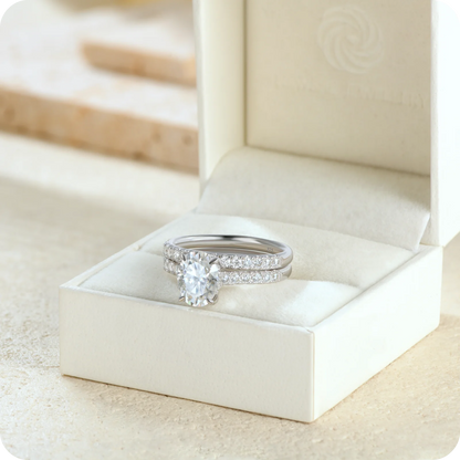 Newshe Moissanite Bridal Rings Set for Women D Color VVS1 Radian Oval Cut Engagement Ring 925 Sterling Silver Luxury Jewelry
