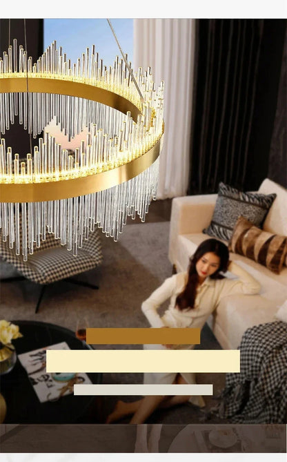 Modern Luxury Crystal Ceiling Chandelier Stainless Steel Living Room Lights Home Decor Dining Room Pendant Lamp Interior Bedroom