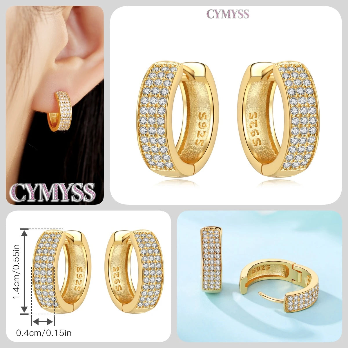 Original 925 Sterling Silver Heart Vintage Luxury Earrings Fashion 18K Gold Hoop Earrings for Women Piercing Jewelry Aretes 2026