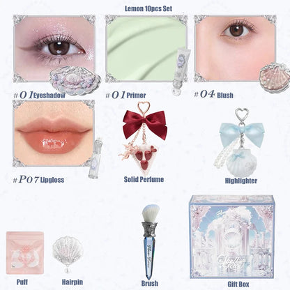 Flower Knows Make Up Sets Cosmetics Full Set Shells Pearl Eyeshadow Lip Gloss Blushes For Cheek Highlighter Gift Box Makeup Kit