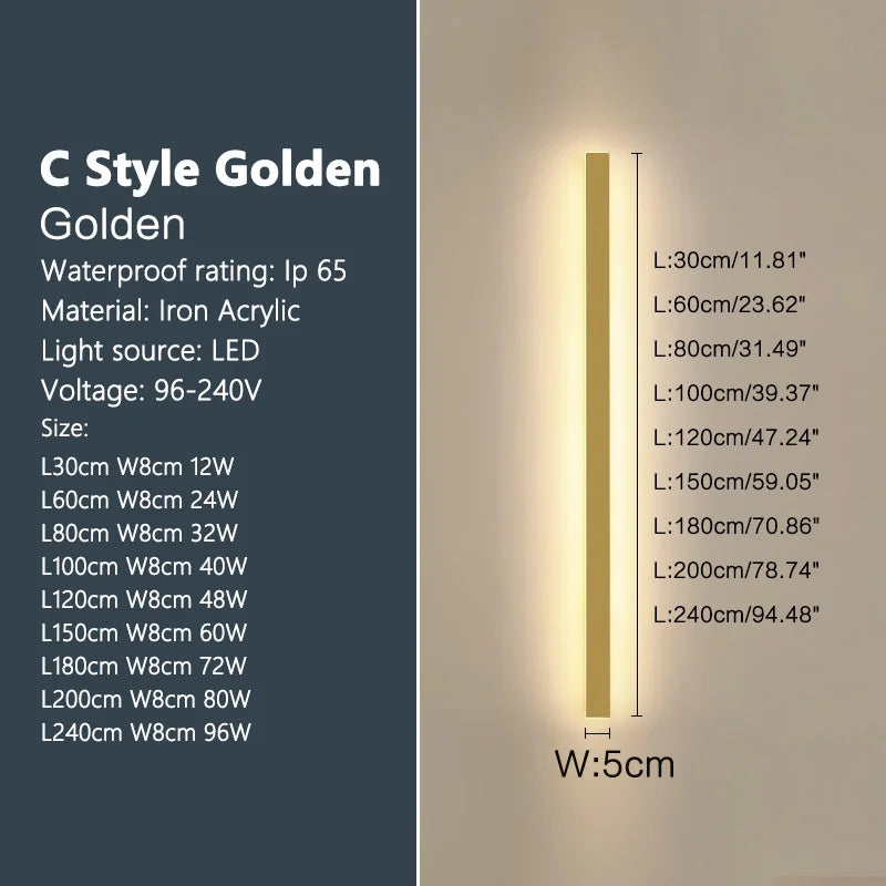 Outdoor Waterproof Wall Lamp LED Strip Background Wall Lamp Stair Garden Lamp Living Room Bedroom Bedside IP65 Wall Lights