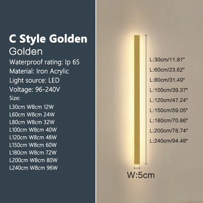 Outdoor Waterproof Wall Lamp LED Strip Background Wall Lamp Stair Garden Lamp Living Room Bedroom Bedside IP65 Wall Lights