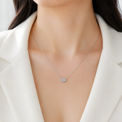 Evil Eye Moissanite Pendant Necklace Marquise Cut 4x8mm Bezel Set S925 Sterling Silver D Color VVS1 GRA Certified Gift for Women