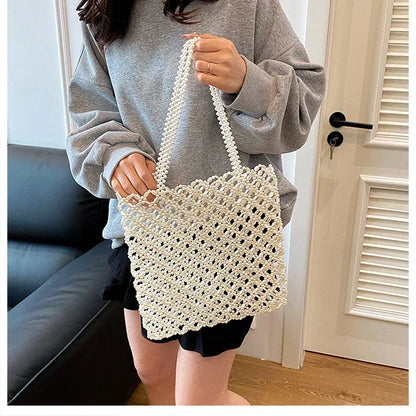 2026 Fashion Exquisite Bead Sense of Luxury Hollow Out Women‘s Handbags Hot Sale New No Zipper Acrylic Square Shoulder Bags