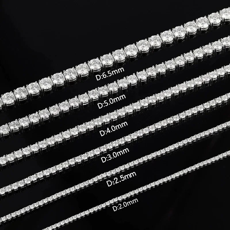 Luxury D VVS1 Moissanite Tennis Necklace 3/4/5/6mm 925 Sterling Silver for Women Exquisite Jewelry Simulated Diamond Gifts