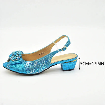 New Design Women Shoes and Bags To Match Set Nigeria Party Italian Shoe and Bag Set for Party in Women Rhinestone Women Pumps