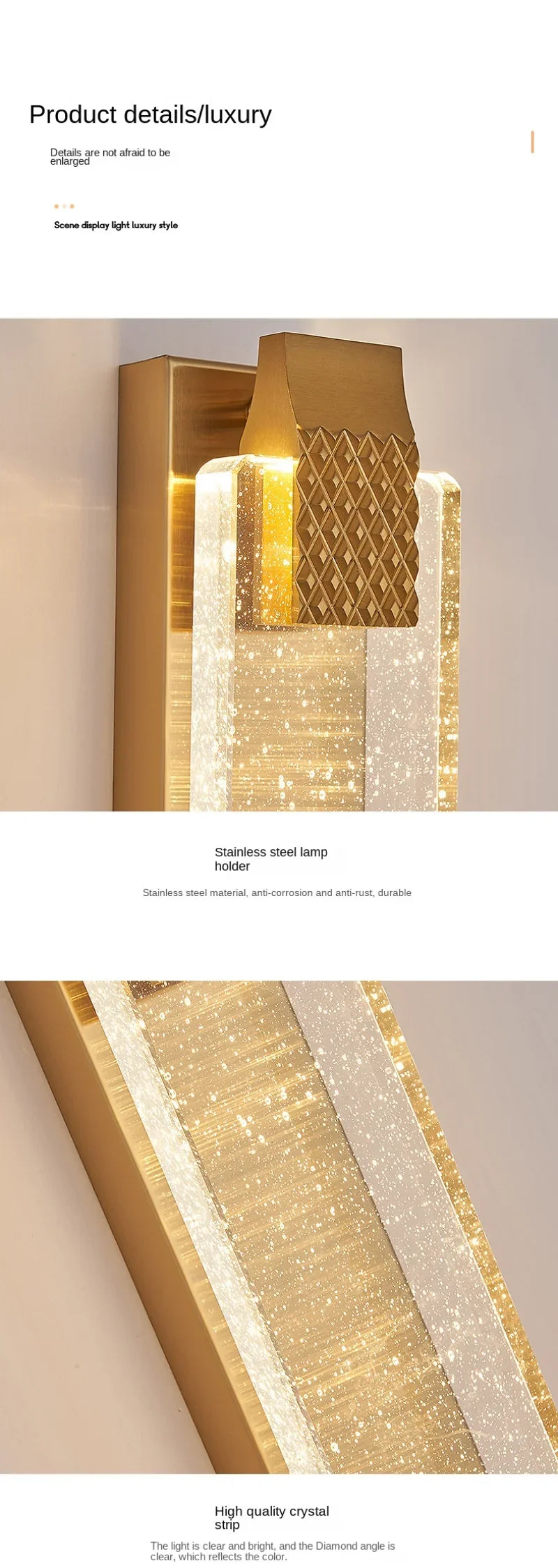 Modern Luxury Crystal Wall Lamp Bedroom Bedside Corridor Stairway Hallway Restaurant Kitchen Background Wall Led Light Sconce