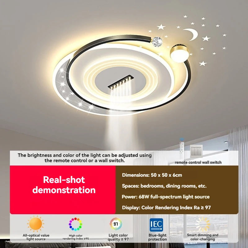 LED Ceiling Light with Spotlights Dimmable Remote Control Modern Living Room Lamp Fandelier Chandelier Smart Lighting