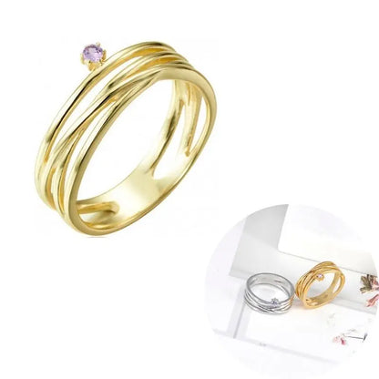 24K Gold Plated Colorful Crystal Gold Rings Turquoise Engagement Wedding Anniversary Ring Light Luxury Fashion Jewelry Gifts A40