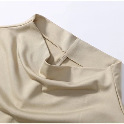Fashion Elegant Casual Top Skirt Sets High Neck Loose Crop Shirt Irregular Pleated Hem Long Skirt 2026 New Lady Commuter Outfits
