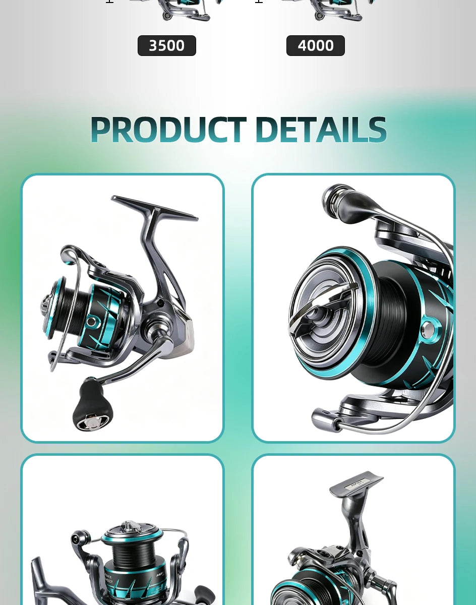 MIFINE CARBONEX ULTRALIGHT SPINNING Fishing Reel 6+1BB,Gear Ratio 5.2:1, 12KG Max Drag 800-4000 Series for Saltwater Freshwater