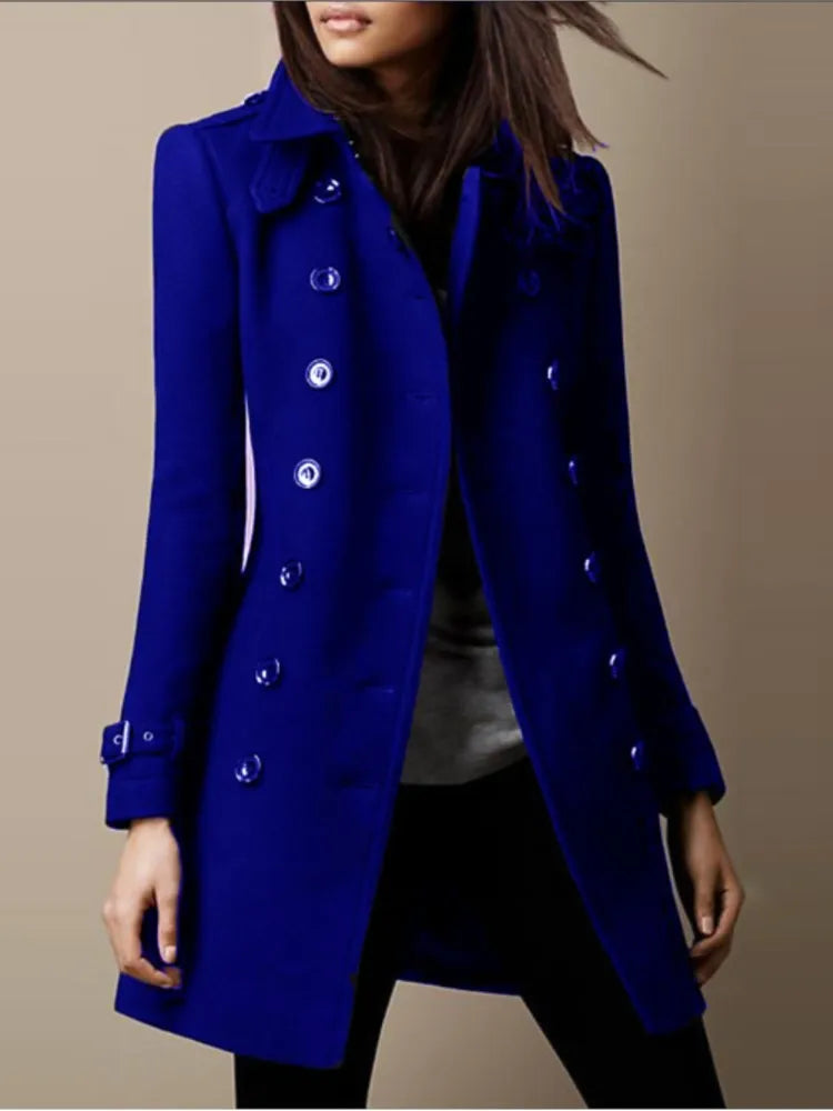 Fall Winter New Elegant Women's Jacket Coat Fashion Woolen Black Long Sleeve Double Breasted Loose Streetwear Women Coats Jacket