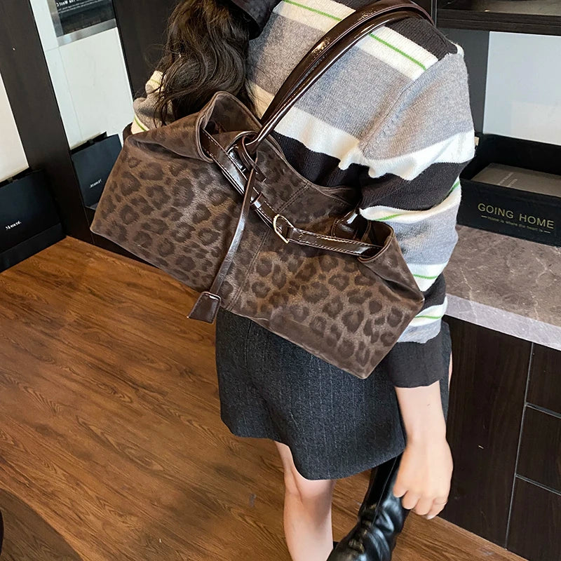 Fashionable Leopard PU Leather Shoulder Bags for Women 2026 Luxury Designer Brand Trend Tote Bag Females Short Handle Handbags