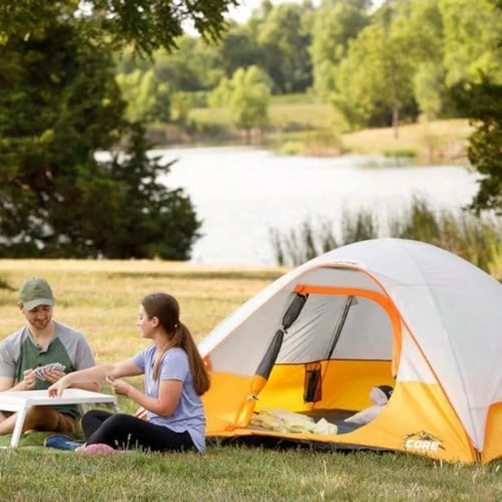 6 Person Family Camping Dome Tent Waterproof Weather Resistant Easy Setup Portable Lightweight with Gear Loft Storage Carry Bag for Hiking Backpacking Outdoor Adventure Backyard Beach Picnic Travel Fits 4 5 6 Adults Kids